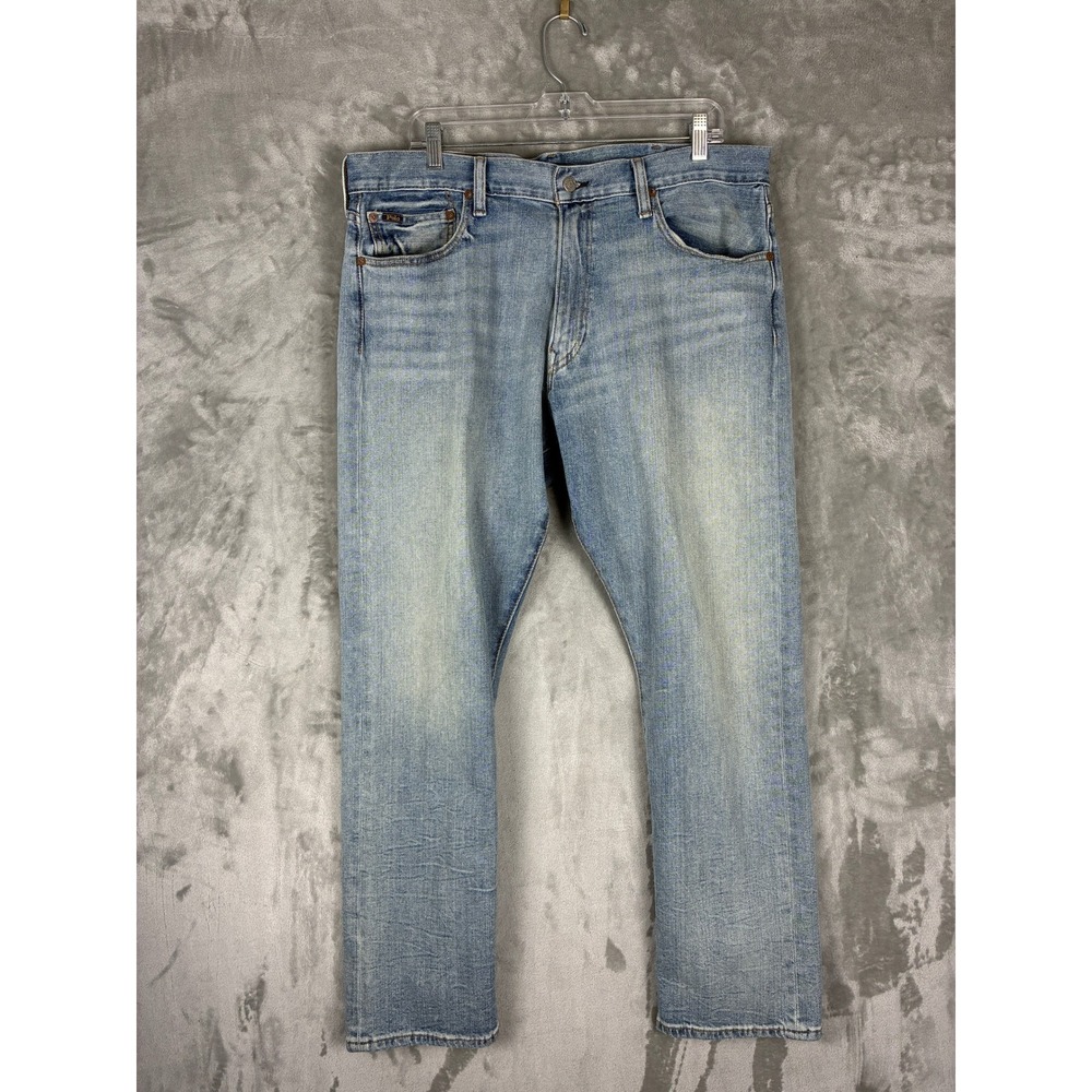 Polo Ralph Lauren Mens Straight Leg Light Wash Denim Jeans 38x30 Stretch Blue